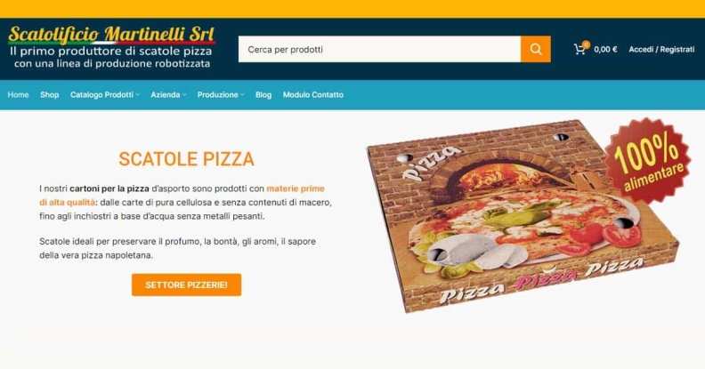 Immagine eroe Scatolificio Martinelli Srl: shop online di box pizza d'asporto